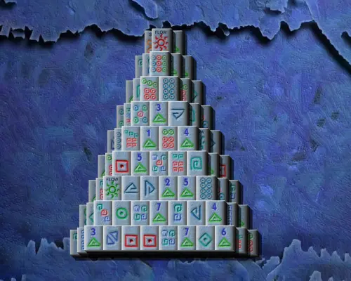 Mahjongg 3D Tiefblau Pyramide